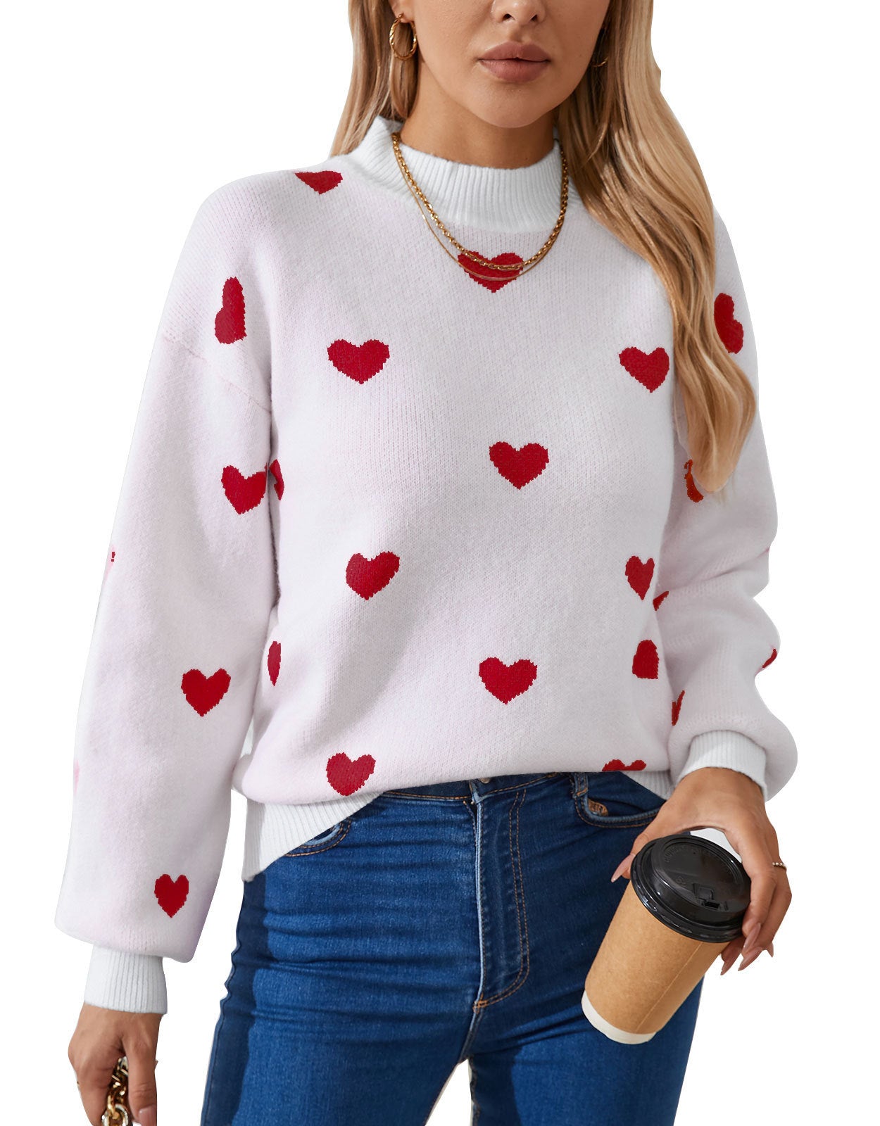 Autumn And Winter New Love Brocade Sweater Women