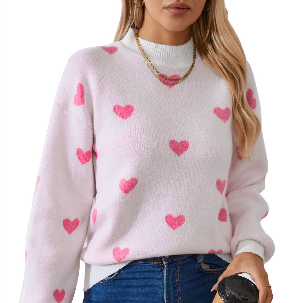 Autumn And Winter New Love Brocade Sweater Women