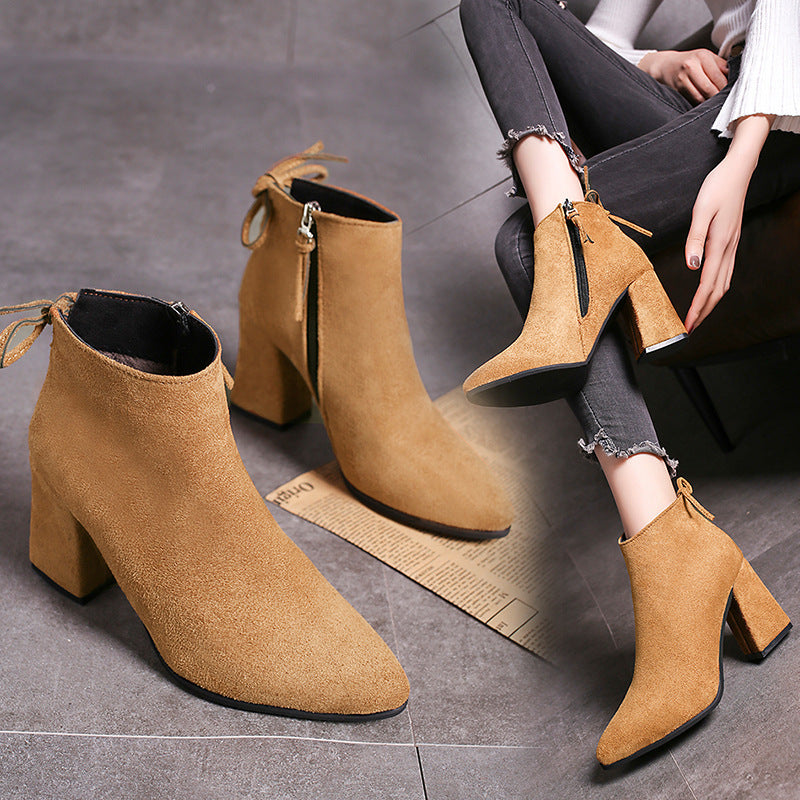 European And American Martin Boots Pointed High Heels Plus Size Women