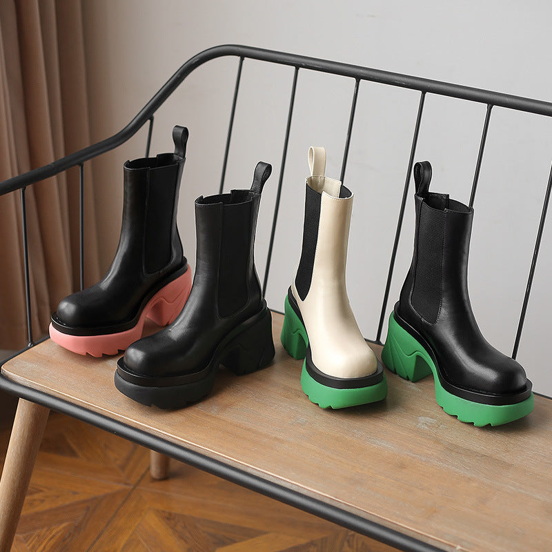 Autumn And Winter New Korean Women Thick Heel