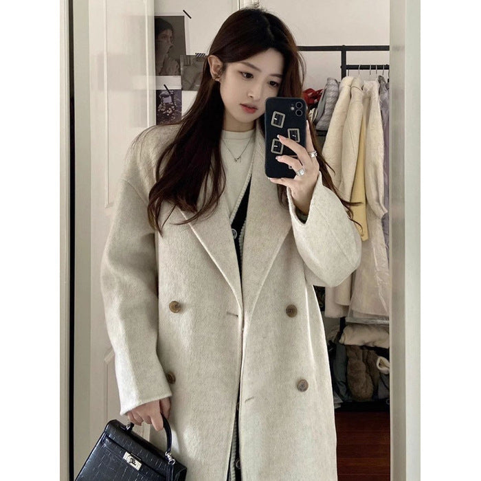 High-grade Gray Woolen Coat For Women Autumn