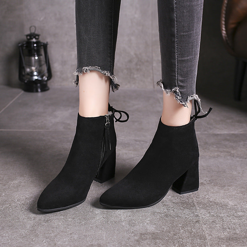 European And American Martin Boots Pointed High Heels Plus Size Women