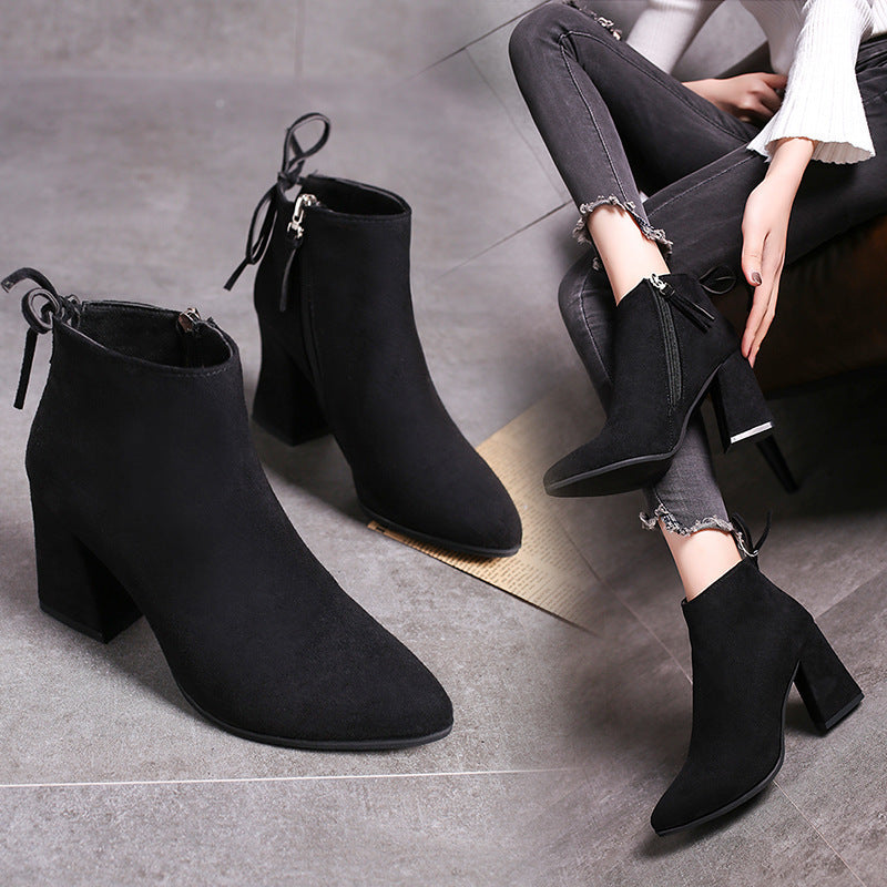 European And American Martin Boots Pointed High Heels Plus Size Women