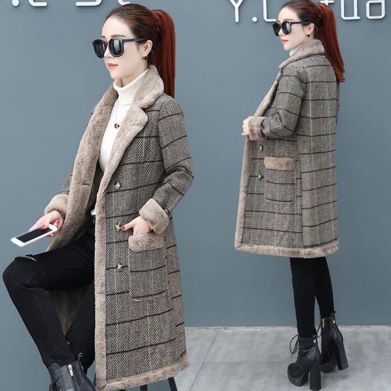 Winter Thickened Velvet Padded Mid-Length Berber Fleece Coat Women