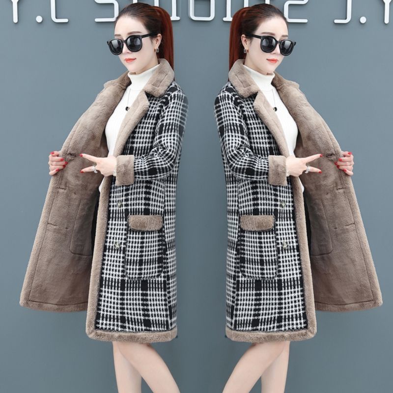 Winter Thickened Velvet Padded Mid-Length Berber Fleece Coat Women