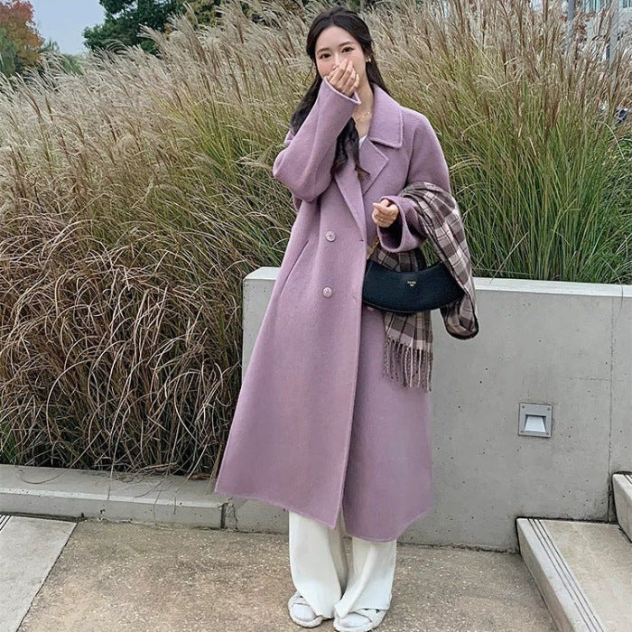 High-grade Gray Woolen Coat For Women Autumn