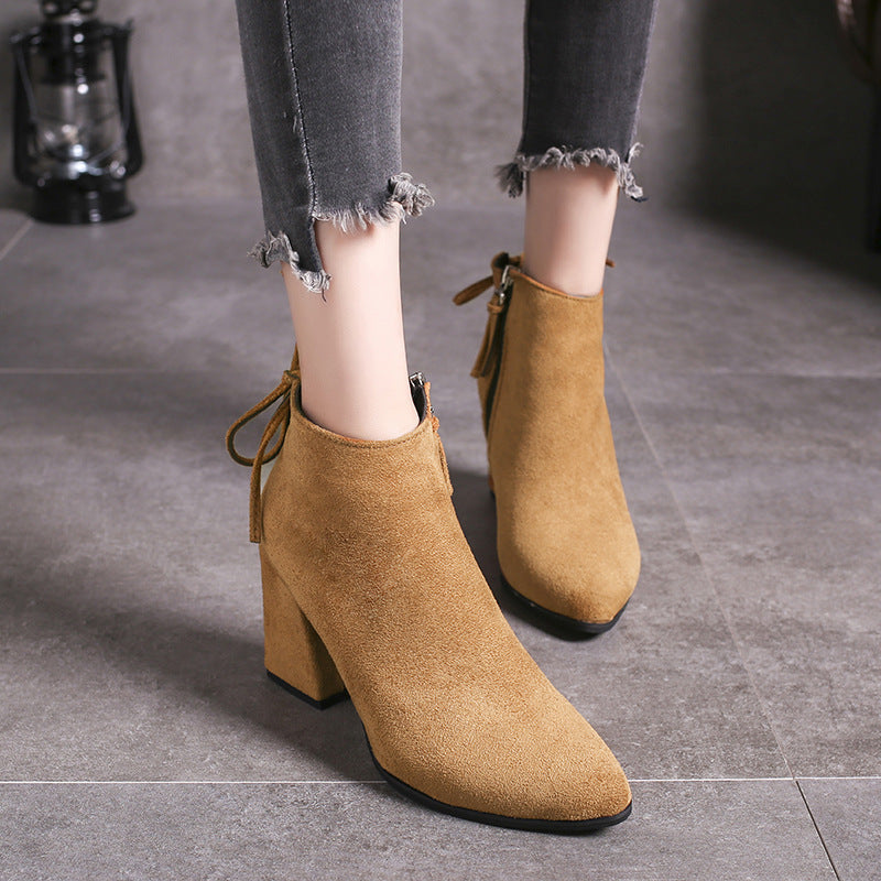 European And American Martin Boots Pointed High Heels Plus Size Women