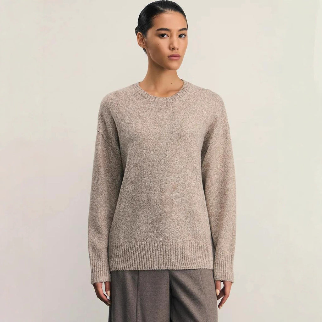 Women's Knitted Round Neck Solid Color Loose Fashion Sweater