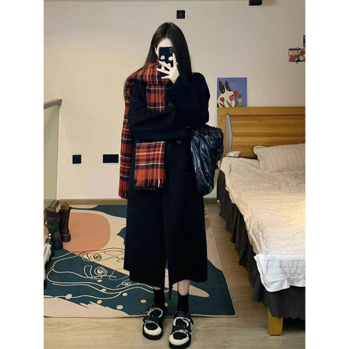 High-grade Gray Woolen Coat For Women Autumn