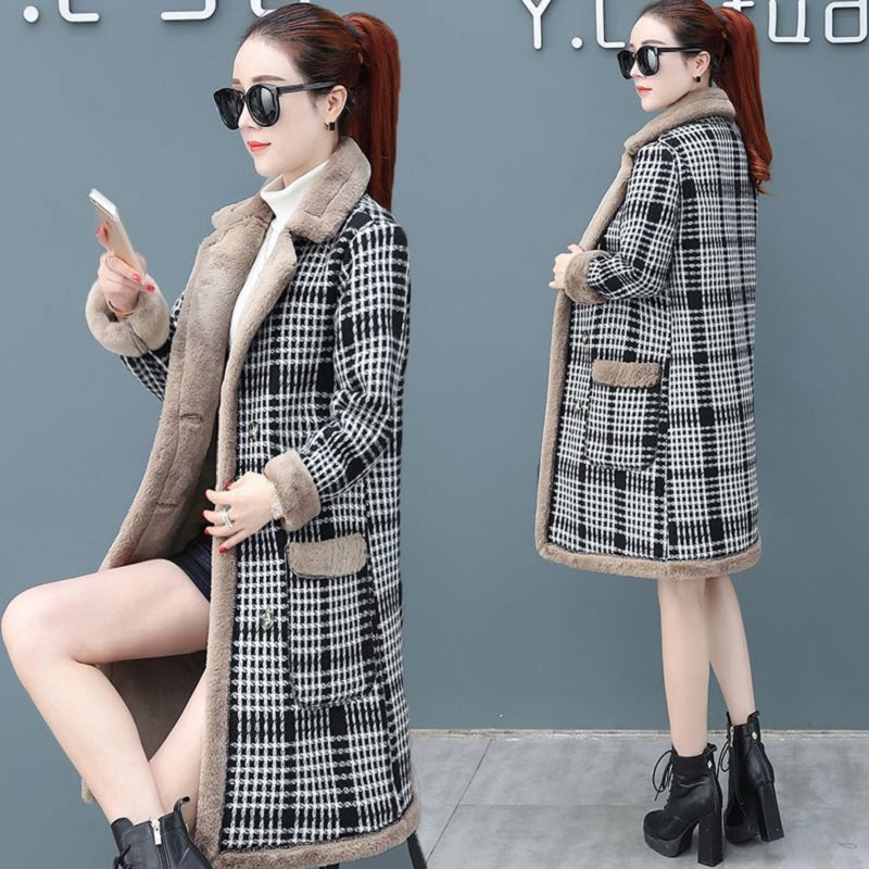 Winter Thickened Velvet Padded Mid-Length Berber Fleece Coat Women